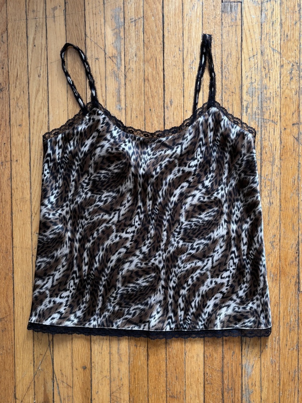 Vintage Y2K leopard animal print lace satin camisole